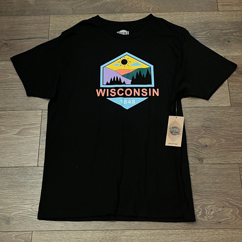 Wisconsin 1848 Black Graphic T-Shirt